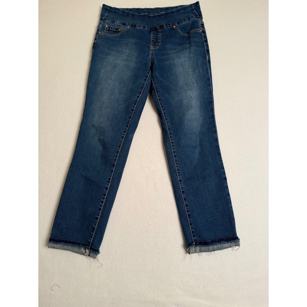 Jag Jeans Womens 8/29 High Rise Slim Ankle Pull On Jeans Medium Wash Fray Hem